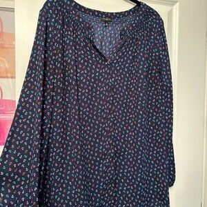 Talbots Navy Blue Patterned Women's Top (Nautical Anchors)